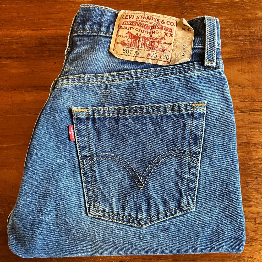 Vintage Levi’s 501’s XX, Circa 1992-2022 indicated by the “XX”, medium blue